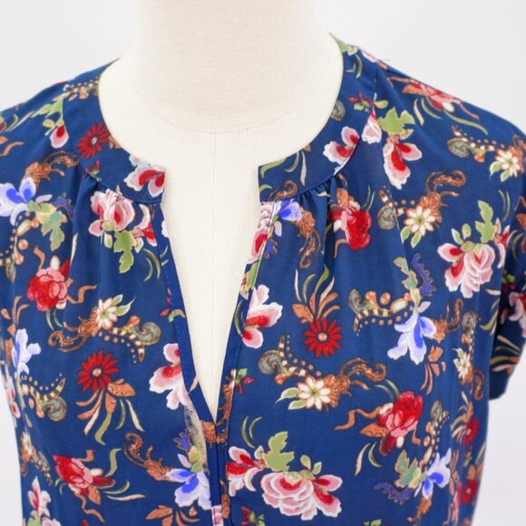 Philosophy Blue Red Green Medium Sheer Lightweight Blouse Top Sleeveless V-Neck - Picture 2 of 8